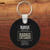 Funny Nurse Badass Lifesaver RN LPN NP ER Nurse Sleutelhanger (Voorkant)