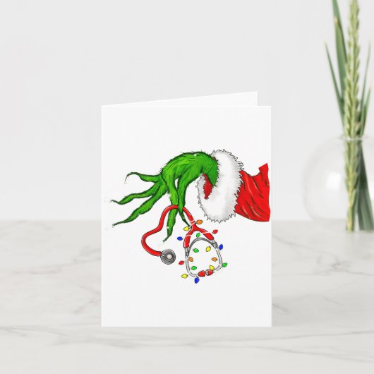 Funny Nurse Christmas Stethoscope Nurses Xmas Ligh Kaart (Voorkant)