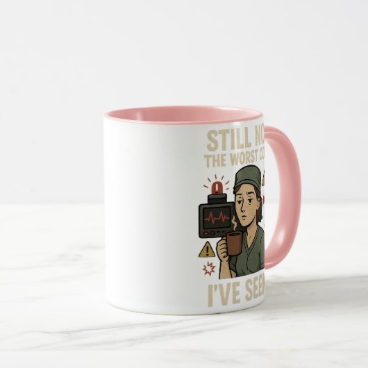 Funny Nurse Code Blauwe Mok – Vermoeide Koffieverp (Voorkant rechts)