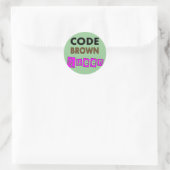Funny Nurse "CODE BROWN QUEEN" Giften Ronde Sticker (Tas)
