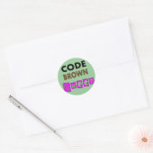 Funny Nurse "CODE BROWN QUEEN" Giften Ronde Sticker (Envelop)