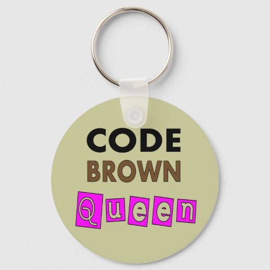 Funny Nurse "CODE BROWN QUEEN" Giften Sleutelhanger (Voorkant)