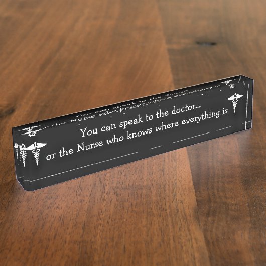 Funny Nurse Desk Name Bord Naambordje (Zijkant)