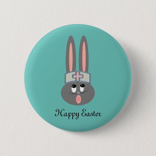 Funny Nurse Easter Bunny Button (Voorkant)