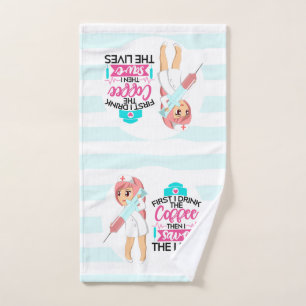 Funny Nurse Gezegde met Big Hypodermic Needle Bad Handdoek