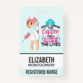 Funny Nurse Gezegde met Big Hypodermic Needle Badge (Achterkant)