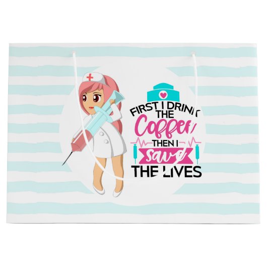 Funny Nurse Gezegde met Big Hypodermic Needle Groot Cadeauzakje (Voorkant)