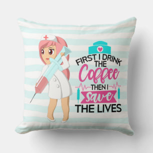 Funny Nurse Gezegde met Big Hypodermic Needle Kussen