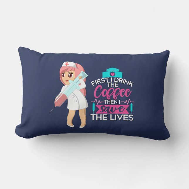 Funny Nurse Gezegde met Big Hypodermic Needle Kussen (Voorkant)