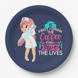 Funny Nurse Gezegde met Big Hypodermic Needle Papieren Bordje