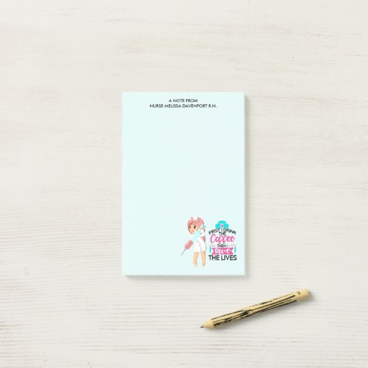 Funny Nurse Gezegde met Big Hypodermic Needle Post-it® Notes (Op bureau)