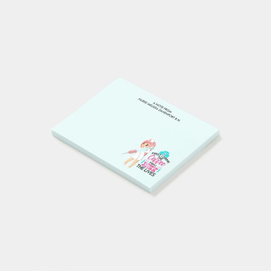 Funny Nurse Gezegde met Big Hypodermic Needle Post-it® Notes (Schuin)