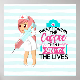 Funny Nurse Gezegde met Big Hypodermic Needle Poster