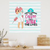 Funny Nurse Gezegde met Big Hypodermic Needle Poster (Keuken)