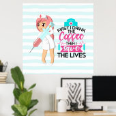 Funny Nurse Gezegde met Big Hypodermic Needle Poster (Thuiskantoor)