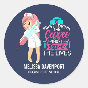 Funny Nurse Gezegde met Big Hypodermic Needle Ronde Sticker