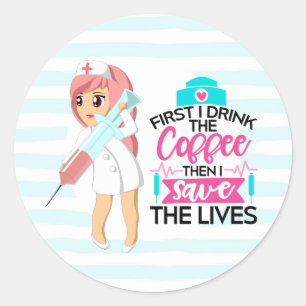 Funny Nurse Gezegde met Big Hypodermic Needle Ronde Sticker