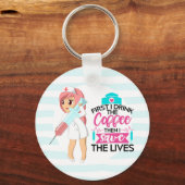 Funny Nurse Gezegde met Big Hypodermic Needle Sleutelhanger (Voorkant)