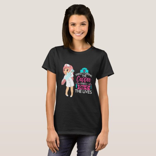Funny Nurse Gezegde met Big Hypodermic Needle T-shirt (Voorkant volledig)