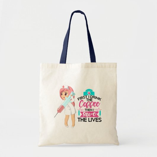 Funny Nurse Gezegde met Big Hypodermic Needle Tote Bag (Voorkant)