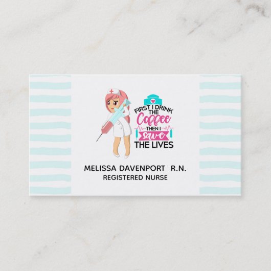 Funny Nurse Gezegde met Big Hypodermic Needle Visitekaartje (Voorkant)