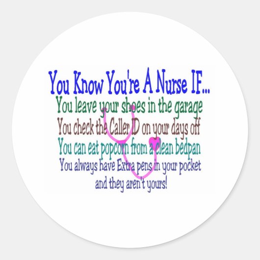Funny Nurse Gezegden Ronde Sticker (Voorkant)