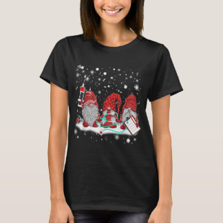 Funny Nurse Gnomes Santa Kerstmis Light Nursing L T-shirt