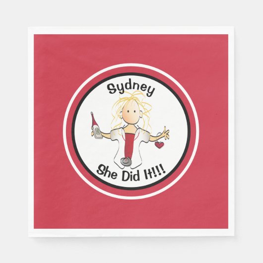 Funny Nurse Graduation Party for her Red Paper Servet (Voorkant)