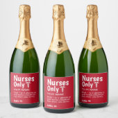 Funny Nurse Graduation Party Personalized Sparkling Wijnetiket (Flessen)