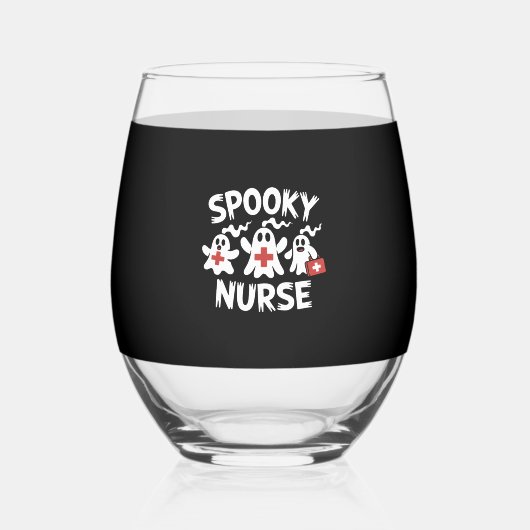 Funny Nurse Halloween Wijnglas Zonder Voet (Voorkant)