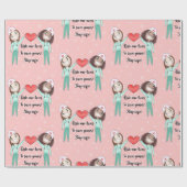 Funny Nurse Heart Gift Wrapping Paper Cadeaupapier (Vlak)