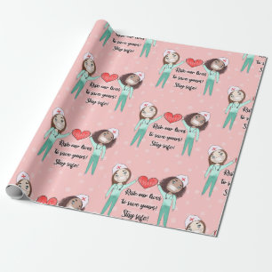 Funny Nurse Heart Gift Wrapping Paper Cadeaupapier