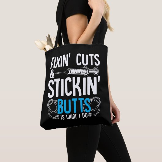 Funny Nurse Humor Physician Assistant Jokes Tote Bag (Dichtbij)
