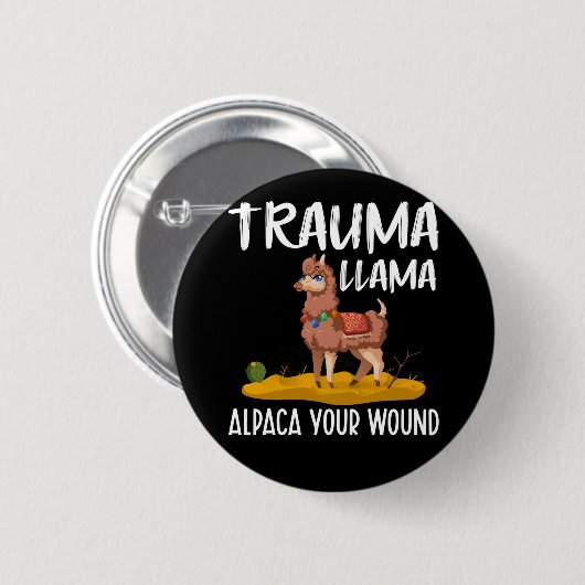 Funny Nurse Llama Joke Ronde Button 5,7 Cm (Voorkant /achterkant)