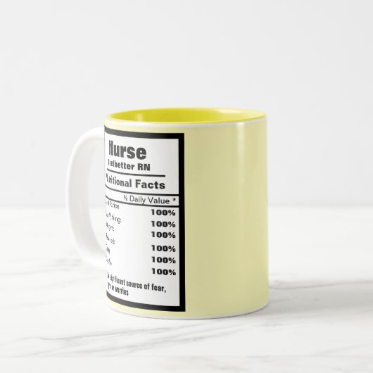 Funny Nurse Nutritional Label Coffee Mok (Voorkant links)