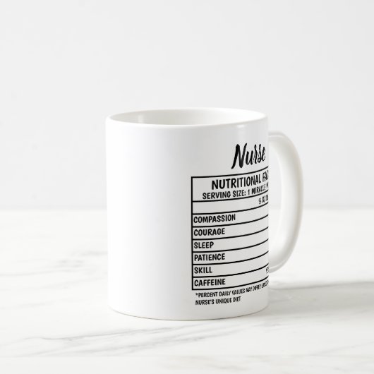 Funny Nurse Nutritional Value Gift Coffee Mok (Voorkant rechts)
