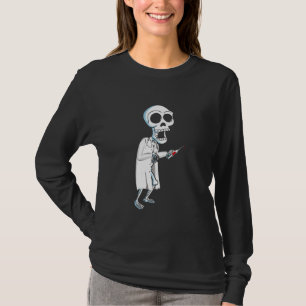 Funny Nurse Skeleton Horror Halloween Costume Medi T-shirt