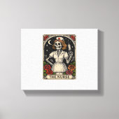 Funny Nurse Skeleton Tarot Kaart Halloween Nursing Canvas Afdruk (Voorkant)