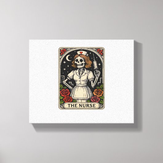 Funny Nurse Skeleton Tarot Kaart Halloween Nursing Canvas Afdruk (Voorkant)