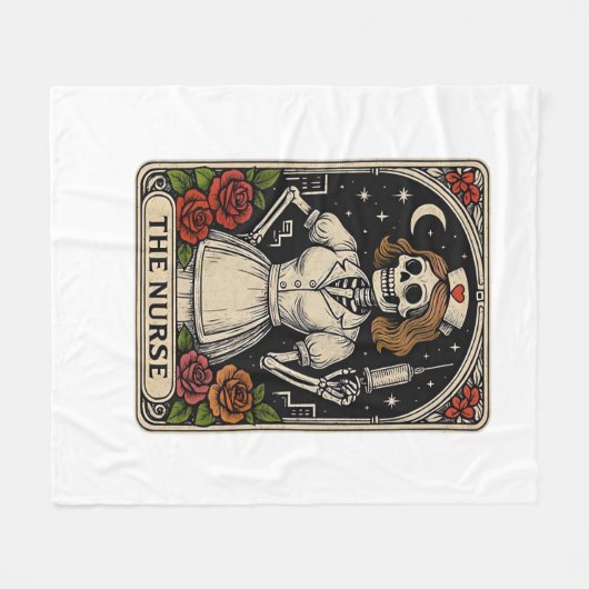 Funny Nurse Skeleton Tarot Kaart Halloween Nursing Fleece Deken (Voorkant (Horizontaal))