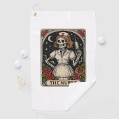 Funny Nurse Skeleton Tarot Kaart Halloween Nursing Golfhanddoek (Insitu)