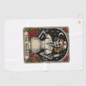 Funny Nurse Skeleton Tarot Kaart Halloween Nursing Golfhanddoek (Horizontaal)