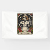 Funny Nurse Skeleton Tarot Kaart Halloween Nursing Spandoek (Horizontaal)
