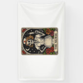 Funny Nurse Skeleton Tarot Kaart Halloween Nursing Spandoek (Verticaal)