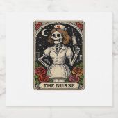 Funny Nurse Skeleton Tarot Kaart Halloween Nursing Sparkling Wijnetiket (Enkel label)