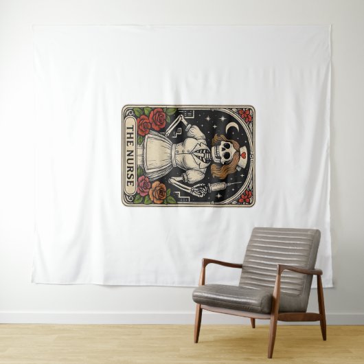 Funny Nurse Skeleton Tarot Kaart Halloween Nursing Wandkleed (In Situ (horizontaal))