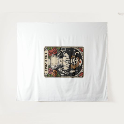 Funny Nurse Skeleton Tarot Kaart Halloween Nursing Wandkleed (Voorkant (horizontaal))