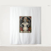 Funny Nurse Skeleton Tarot Kaart Halloween Nursing Wandkleed (Voorkant)