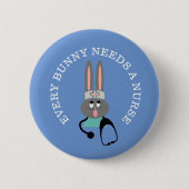 Funny Nurse Stethoscope Bunny Button (Voorkant)