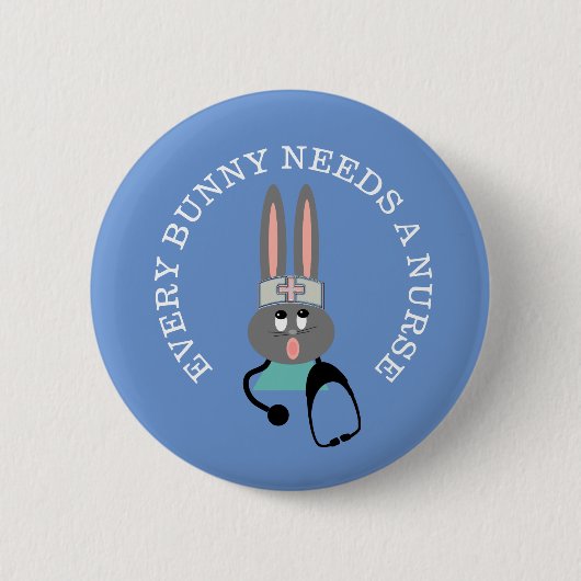 Funny Nurse Stethoscope Bunny Button (Voorkant)
